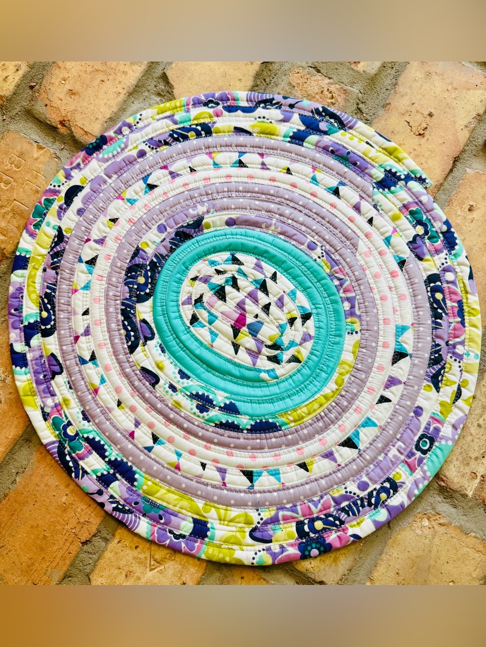 Service Dog Settle Mat Jelly Roll Rug Handmade Pet Cat Mat 18 in round